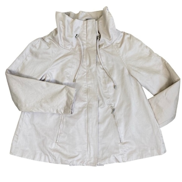 QVC Retro 60s Style A-line Swing Jacket Trenchcoat Full Zip Beige Twee Sz XS - Picture 8 of 14